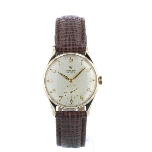 Gents Rolex Precision 12868  9 CT case with Silver dial