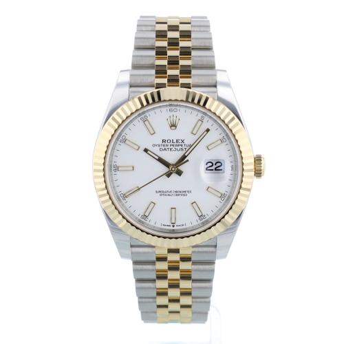 Gents Rolex Datejust 41 126333 18ct Yellow Gold Stainless Steel case with White dial Gents Rolex Datejust 41 126333 18ct Yellow Gold Stainless Steel case with White dial