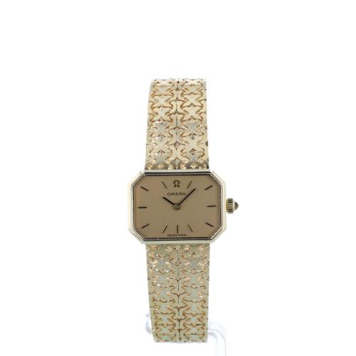 Gents Omega Geneve 6166 9 CT case with Gilt dial