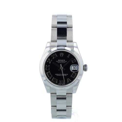 Ladies Rolex DateJust 31 178240 Steel case with Black dial