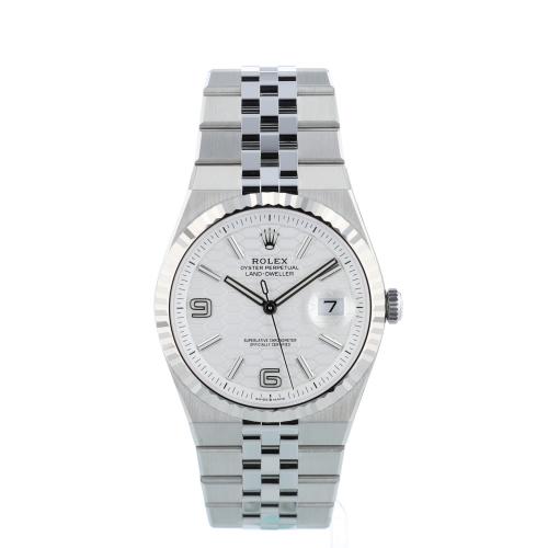Gents Rolex Land Dweller 40 127334 Stainless Steel case with White Honeycomb Motif dial