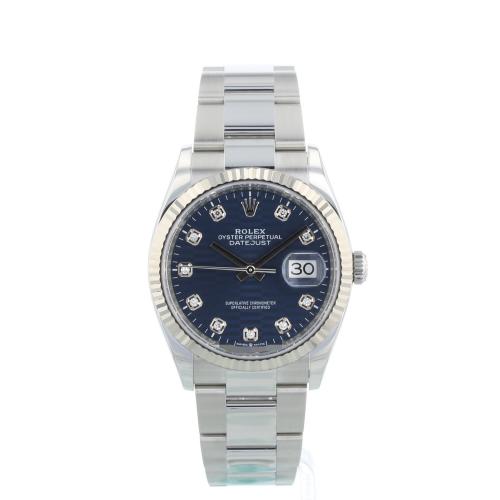 Gents Rolex Datejust 36 126234 Steel case with Blue Fluted Motif Diamond dial Gents Rolex Datejust 36 126234 Steel case with Blue Fluted Motif Diamond dial