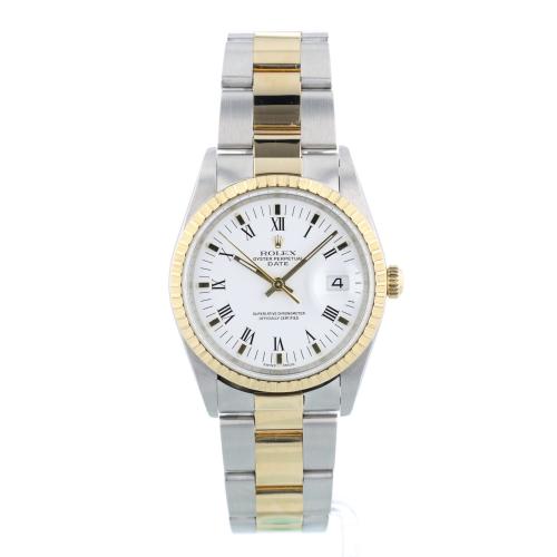 Ladies Rolex Date 34 15223 18ct Yellow Gold   Stainless Steel case with White dial