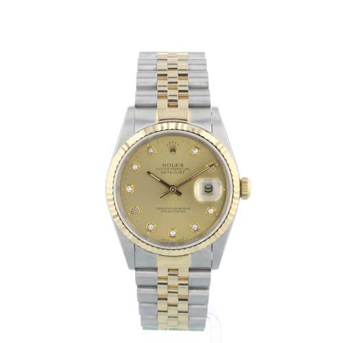 Gents Rolex Datejust 16233 18ct Yellow Gold Stainless Steel case with Champagne Diamond Set dial Gents Rolex Datejust 16233 18ct Yellow Gold Stainless Steel case with Champagne Diamond Set dial