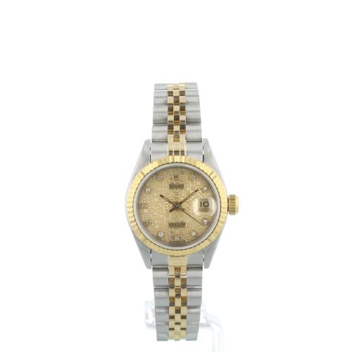 Ladies Rolex DateJust 69173 18ct Yellow Gold   Stainless Steel case with Champagne Jubilee Diamond dial