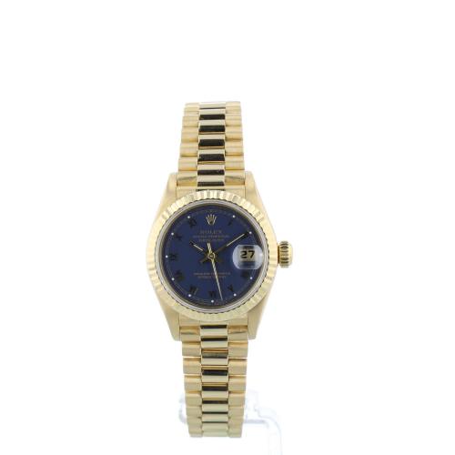 Ladies Rolex DateJust 69178 18ct Yellow Gold case with Blue dial