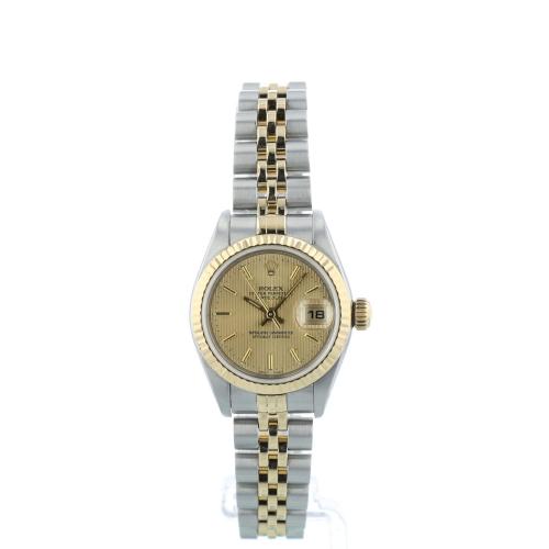 Ladies Rolex Datejust 79173 18ct Yellow Gold   Stainless Steel case with Gilt Tapestry dial