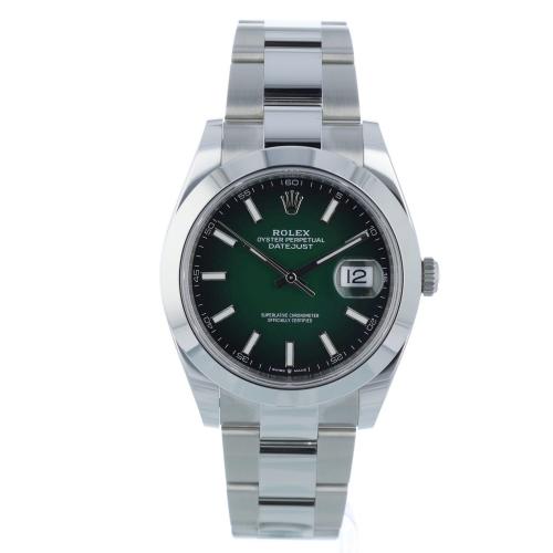 Gents Rolex Datejust 41 126300 Stainless Steel case with Green Ombre dial