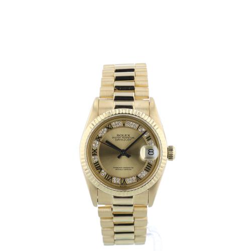 Ladies Rolex Datejust 68278 18 CT case with Champagne Myriad Pave dial