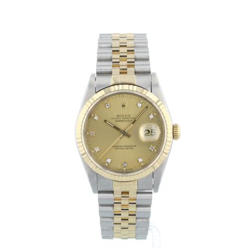 Gents Rolex DateJust 16233 18ct Yellow Gold Stainless Steel case with Champagne Diamond Set dial Gents Rolex DateJust 16233 18ct Yellow Gold Stainless Steel case with Champagne Diamond Set dial