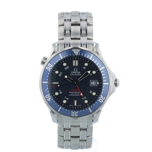 Gents Omega Seamaster 300 GMT 25358000 Stainless Steel case with Blue dial
