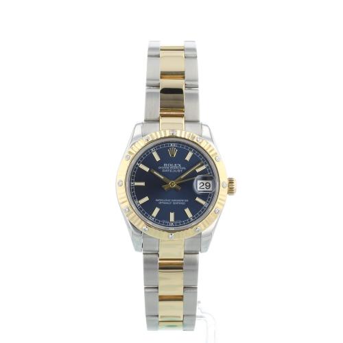 Ladies  Rolex DateJust 178313  18ct Yellow Gold   Stainless Steel case with Blue dial