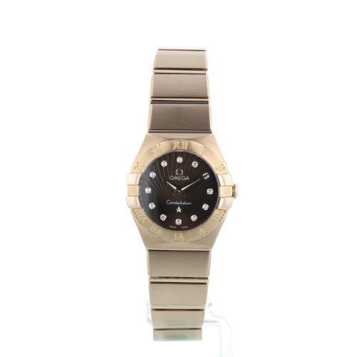 Ladies Omega Constellation 12350246063002 18ct Rose Gold case with Chocolate Diamond Set dial