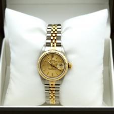 Ladies Rolex DateJust 69173 18ct Yellow Gold Stainless Steel case with Champagne Tapestry dial