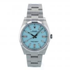 Gents Rolex Oyster Perpetual 41 124300 Steel case with Turquoise Blue dial