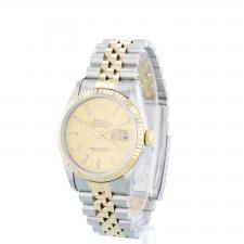 Gents Rolex Datejust 16233 18ct Yellow Gold Stainless Steel case with Champagne Linen dial
