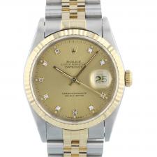 Gents Rolex DateJust 16233 18ct Yellow Gold Stainless Steel case with Champagne Diamond Set dial