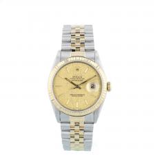 Gents Rolex Datejust 16233 18ct Yellow Gold Stainless Steel case with Champagne Linen dial