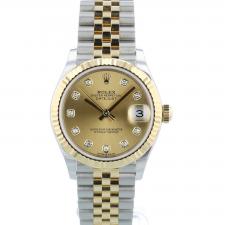 Ladies Rolex DateJust 31 278273 18ct Yellow Gold Stainless Steel case with Champagne Diamond Set dial