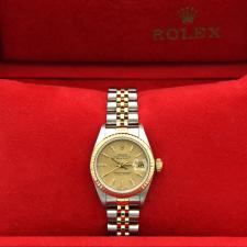 Ladies Rolex Datejust 79173 18ct Yellow Gold Stainless Steel case with Gilt Tapestry dial