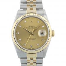 Gents Rolex Datejust 16233 18ct Yellow Gold   Stainless Steel case with Champagne Diamond Set dial