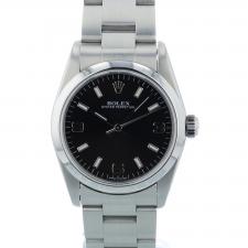 Ladies Rolex Oyster Perpetual 77080 Steel case with Black dial