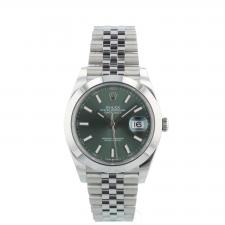Gents Rolex Datejust 41 126300 Steel case with Mint Green dial
