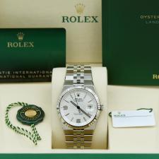 Gents Rolex Land Dweller 40 127334 Stainless Steel case with White Honeycomb Motif dial