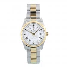 Ladies Rolex Date 34 15223 18ct Yellow Gold Stainless Steel case with White dial