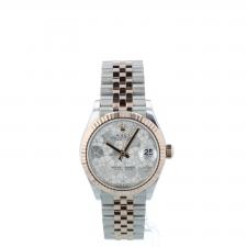 Ladies Rolex DateJust 31 278271 18ct Rose Gold Stainless Steel case with Silver Floral Motif Diamond dial