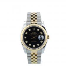Gents Rolex Datejust 36 116233 18ct Yellow Gold   Stainless Steel case with Black Diamond Set  dial