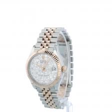 Ladies Rolex DateJust 31 278271 18ct Rose Gold Stainless Steel case with Silver Floral Motif Diamond dial