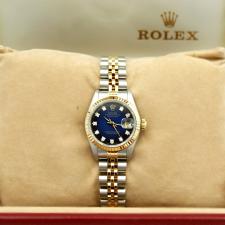 Ladies Rolex DateJust 69173 18ct Yellow Gold Stainless Steel case with Blue Vignette Diamond dial