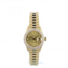 Ladies Rolex DateJust 69178 18ct Yellow Gold case with Champagne Diamond Set dial