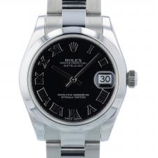 Ladies Rolex DateJust 31 178240 Steel case with Black dial