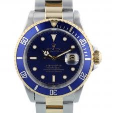 Gents Rolex Submariner Date 16613 18ct Yellow Gold Stainless Steel case with Blue dial