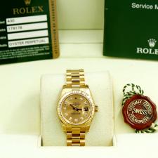 Ladies Rolex DateJust 179178 18ct Yellow Gold case with Champagne Diamond dial