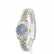 Ladies Rolex DateJust 69173 18ct Yellow Gold Stainless Steel case with Blue Vignette Diamond dial