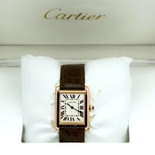 Ladies Cartier Tank Solo W5200024 18ct Rose Gold case with Silver dial
