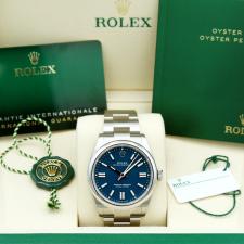 Gents Rolex Oyster Perpetual 41 134300 Stainless Steel case with Med Blue dial