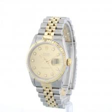 Gents Rolex Datejust 16233 18ct Yellow Gold Stainless Steel case with Champagne Diamond Set dial