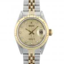 Ladies Rolex DateJust 69173 18ct Yellow Gold Stainless Steel case with Champagne Jubilee Diamond dial