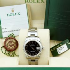 Ladies Rolex DateJust 31 178240 Steel case with Black dial