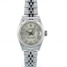 Ladies Rolex DateJust 69174 Stainless Steel case with Silver Diamond Dot dial