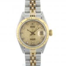 Ladies Rolex DateJust 69173 18ct Yellow Gold Stainless Steel case with Champagne Jubilee Diamond dial