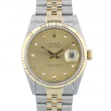 Gents Rolex Datejust 16233 18ct Yellow Gold Stainless Steel case with Champagne Diamond Set dial