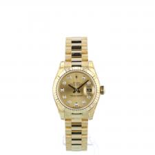 Ladies Rolex DateJust 179178 18ct Yellow Gold case with Champagne Diamond dial