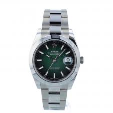 Gents Rolex Datejust 41 126300 Steel case with Green Ombre dial