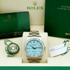 Gents Rolex Oyster Perpetual 41 124300 Steel case with Turquoise Blue dial