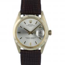 Gents Rolex Oyster Perpetual Date 1500 9 CT case with Silver dial